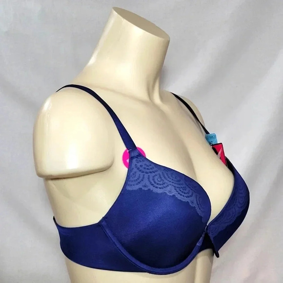 36B Lily of France 2175300 Smooth & Sleek Push Up Underwire Bra Navy NWT - Picture 3 of 7